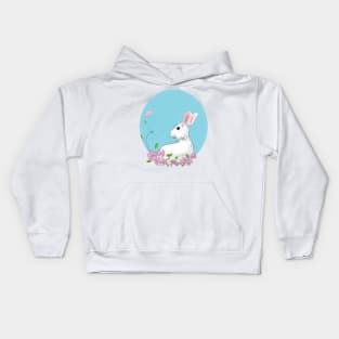 Charming Spring Rabbit and Pink Blossoms Kids Hoodie